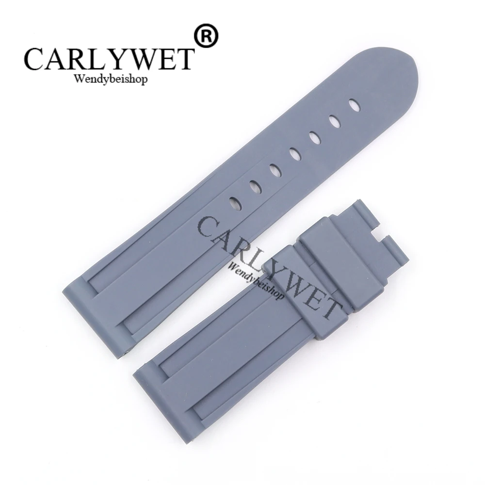 CARLYWET 24 мм мужские серые Водонепроницаемые силиконовые резиновые Сменные