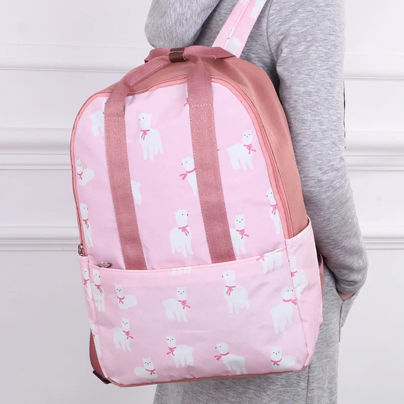 

Alpaca Animal Printing Backpack for Women 2019 Large Canvas Backpacks for Teenage Girls School Bag Female Travel Casual Rucksack