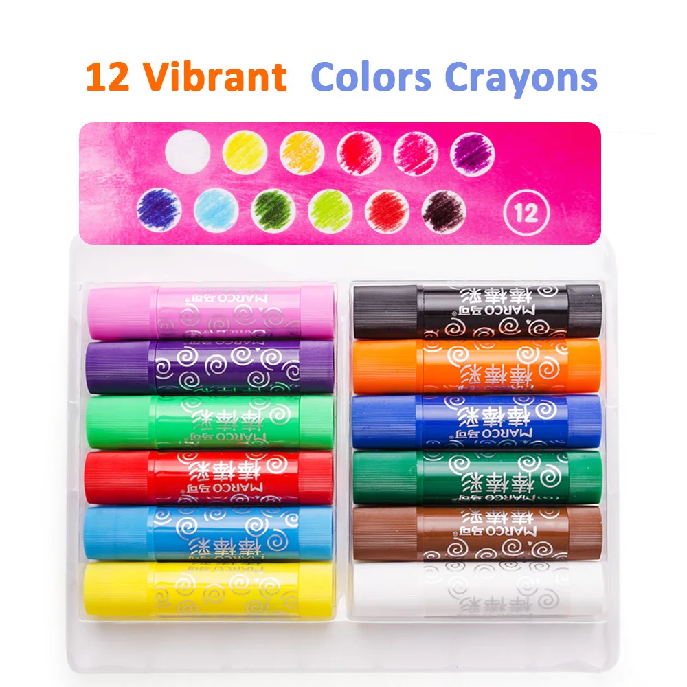 

Marco 12 Colors Wax Caryon Set Non-toxic Safe Lapis Artist Painting Oil Pastel Pencil For Student