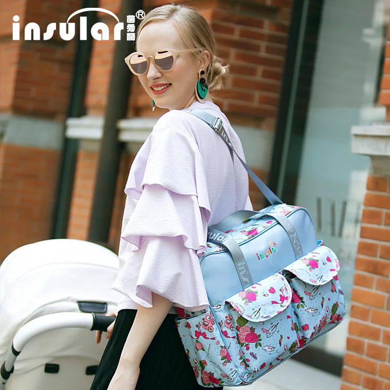 

Insular New Maternity Mummy Handbag Waterproof Baby Stroller Bag Mother Shoulder Bag Large Capacity Nappy Bag with Changing Mat