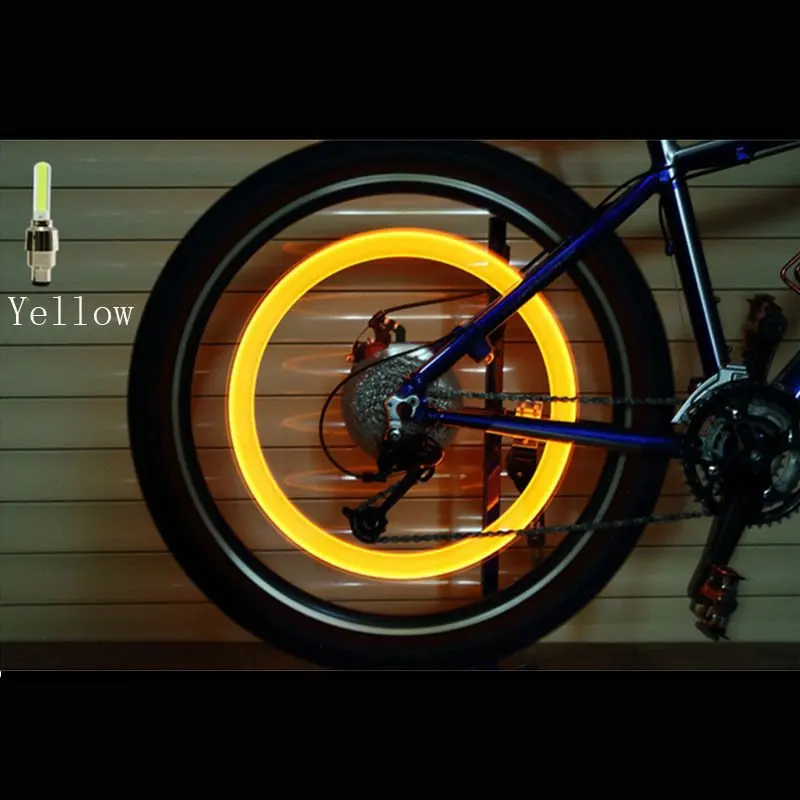 2 шт., автомобильный светильник s, неоновый светильник s, цветная шина, колпачок для колесного клапана, светильник, воздушный колпак, обода для шин, стержень колеса клапана, светодиодный фонарь, мигающий клапан для автомобильных шин - Цвет: Цвет: желтый