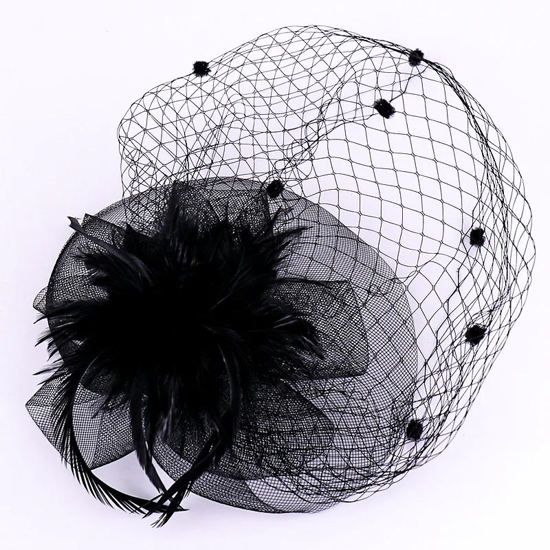 JaneVini Западной Boda Свадебные Свадебная шляпка Для женщин чародей Пенни сетчатая шапка с волос Pin перья лицевая вуаль для Для женщин аксессуары