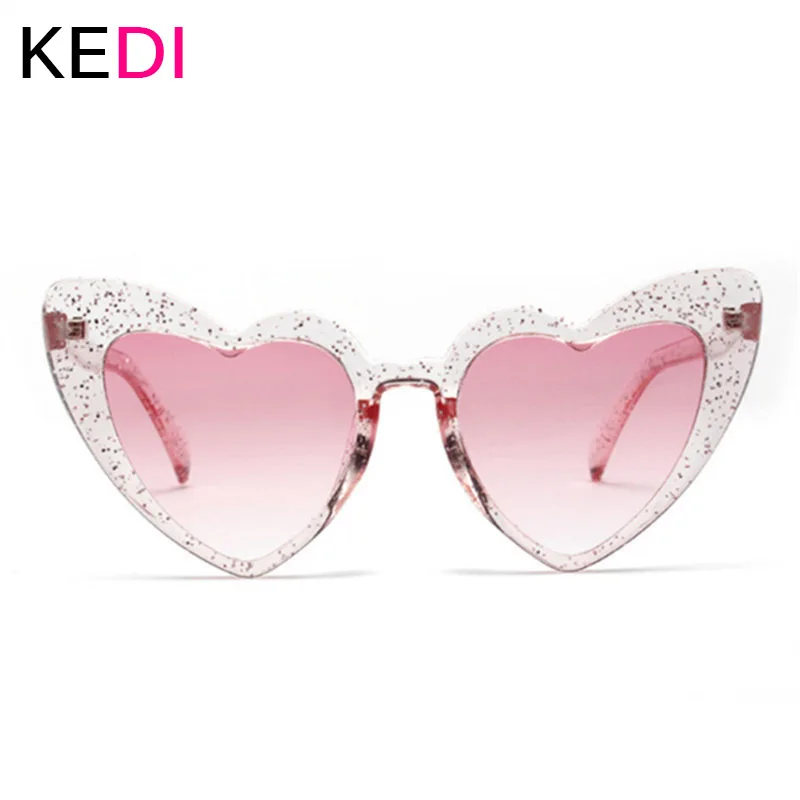 KEDI Love Heart Солнцезащитные очки женские милые сексуальные женские ретро солнцезащитные очки «кошачий глаз» винтажные 90s розовые очки красные очки flash