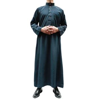 Muslim robes islamic clothing men arabian black button decorated muslim clothing men's robes formal