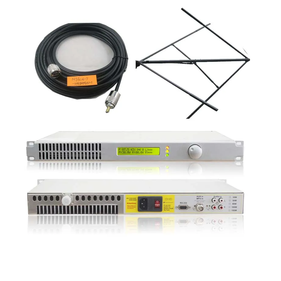 

FMT-50L 0-50W FM Transmitter for FM Radio Broadcast Station +Circular Elliptical Polarized Antenna With RF Cable