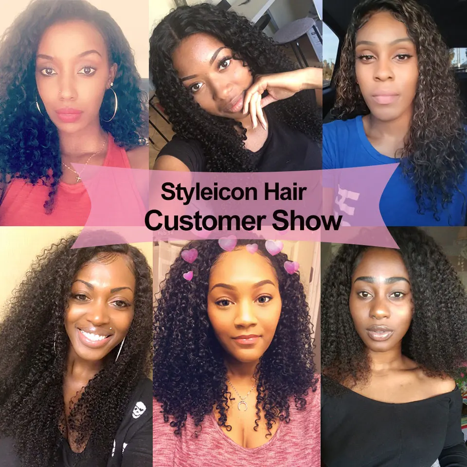 Styleicon Malaysian Curly Human Hair Weave Bundles With 13*4 Lace Frontal Closure Free Part Remy Closure with Hair Bundles