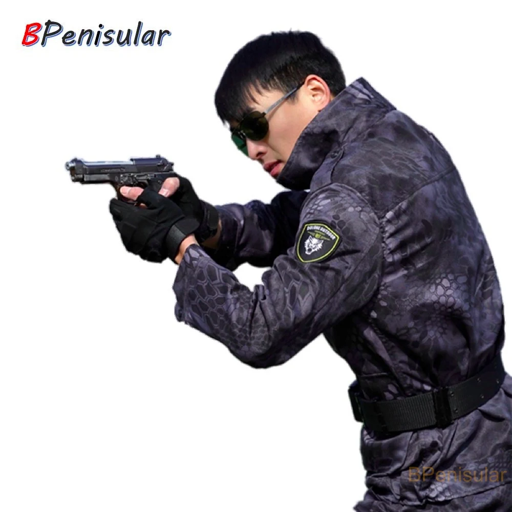 

Army Camo Clothing Men Military Uniform Black Hawk Python Military Tactical Combat Jacket Cargo Pants Suit CS Fardas