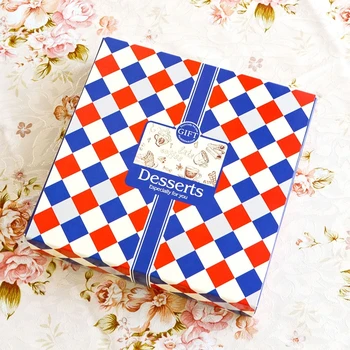 

19*18.5*4cm Blue Square paper box/ Macarons box/9cell loading Macaron Chocolates Cake Cookies food Packing box 50pcs/lot