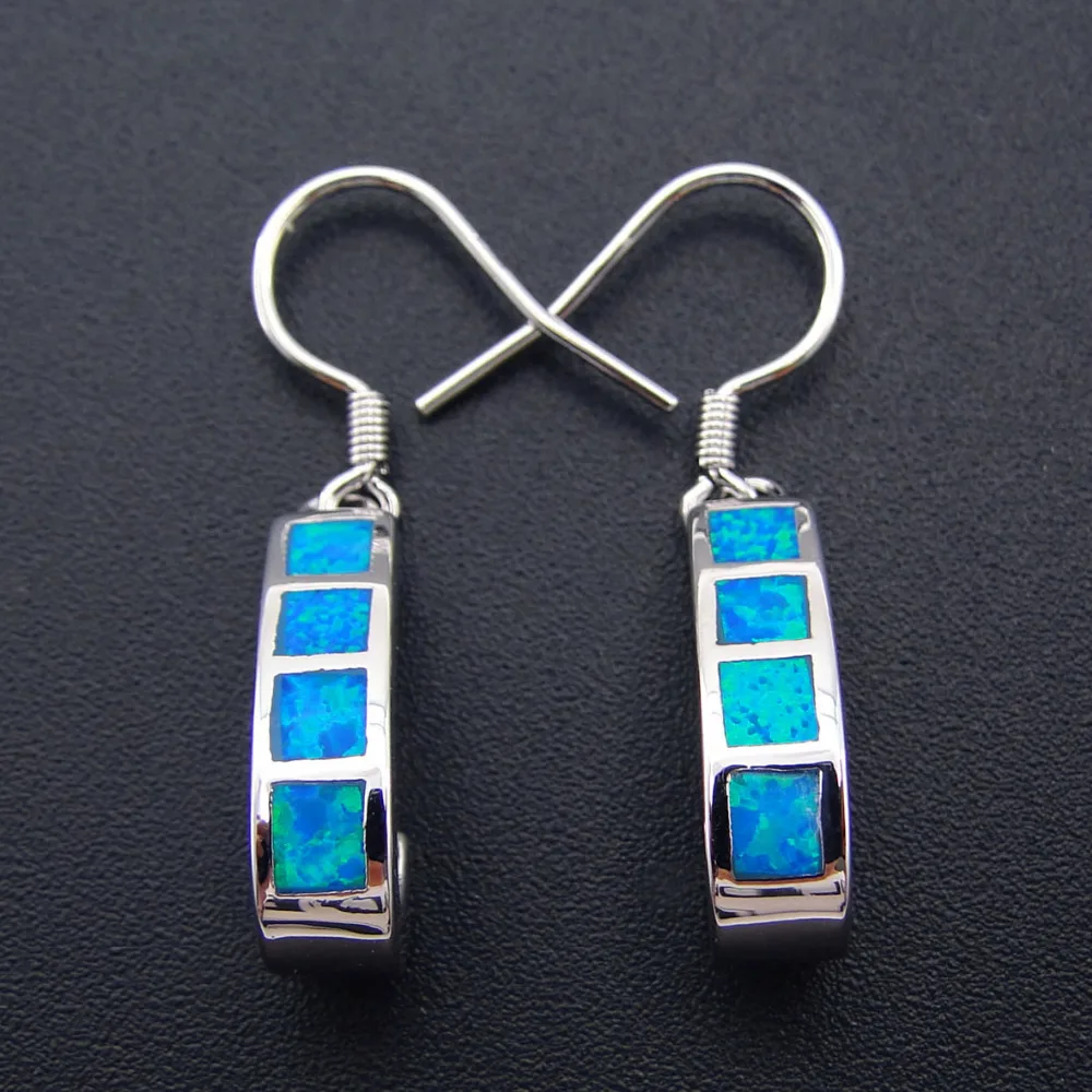 

DJ CH Blue fire opal earrings for women Sterling silver plated jewelry Dangle earrings For Women gift Daily wear Drop earrings