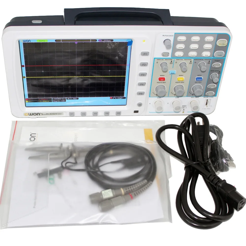 Тонкий осциллограф OWON 100 МГц SDS7102 1 г/локон большой " lcd LAN+ VGA+ сумка 3 года Гарантия ak77102v+ сумка