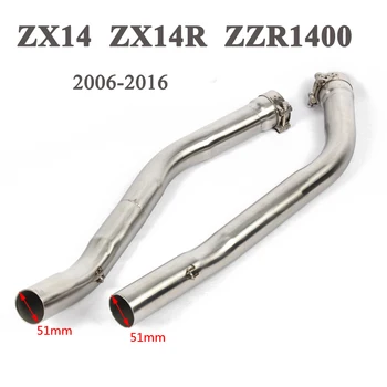 

Slip On Motorcycle Exhaust Muffler Mid Link Pipe Stainless Steel Moto Modify For Kawasaki ZZR1400 2006-2016 Middle Connect Pipe