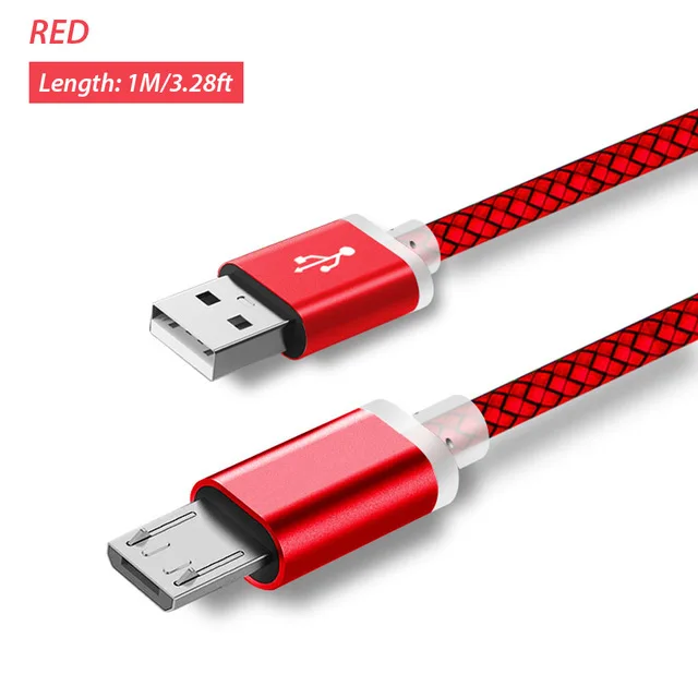 Micro USB кабель 9 мм Длинный Usb Для Doogee S60 N10/S40/Y8c/X20/X30/X10/X5/Max/S55 Oukitel Blackview 8 мм нейлоновая оплетка провода зарядного устройства - Цвет: Red Cable Only