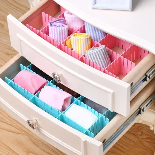 

4Pcs DIY Grid Drawer Clapboard Divider Household Necessities Underwear Socks Spices Storage Organizer Plastic Space-saving Tools