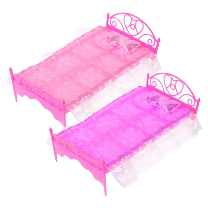 

Pink Mini Bed With Pillow For Dolls Dollhouse Bedroom Furniture Toy
