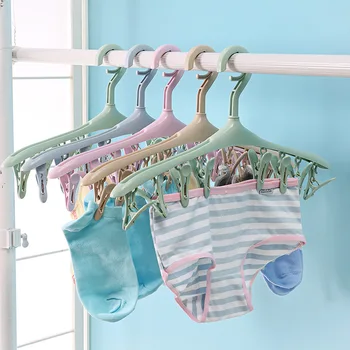 

2018 Creative colorful pp material racking long 8 folder folding drying socks rack hanger 4pcs/pack