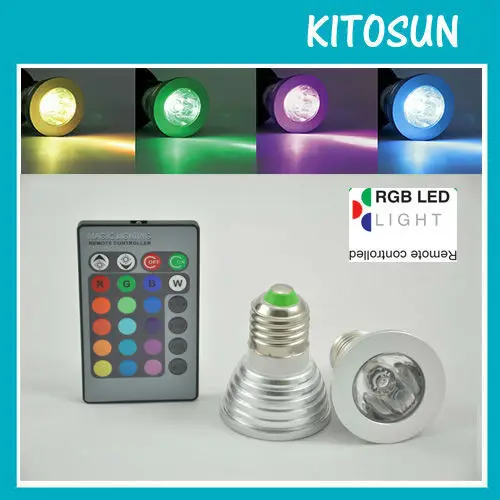 

Free shipping!!! 3W RGB Multi-colors AC100-240V E27 Screw Scoket Spot LED Light For Wedding Event Party Decoration