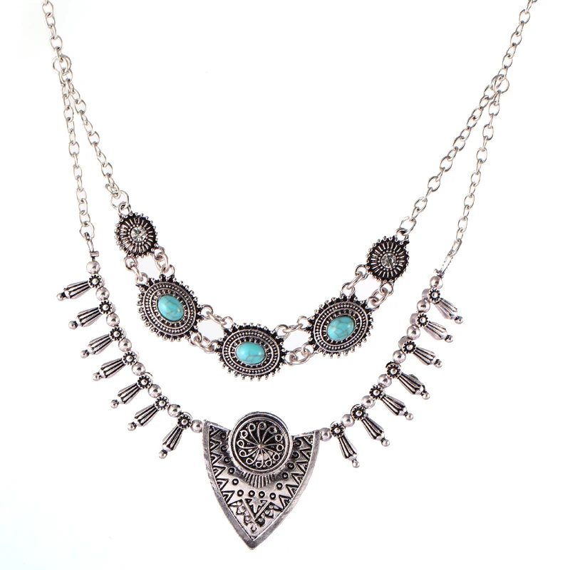 Chunky Choker Bib Necklace Handmade Vintage Tribal Gypsy Boho Jewelry 