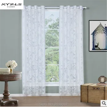 

XYZLS High Quality White Curtains Sheer Burnout Kids Curtains for Living Room Europe Style White Tulle Curtain 1 Piece