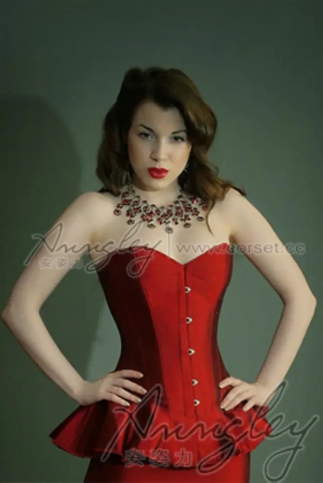 Annzley Corset! Custom Long Red Satin Corsets & Bustiers Topsin