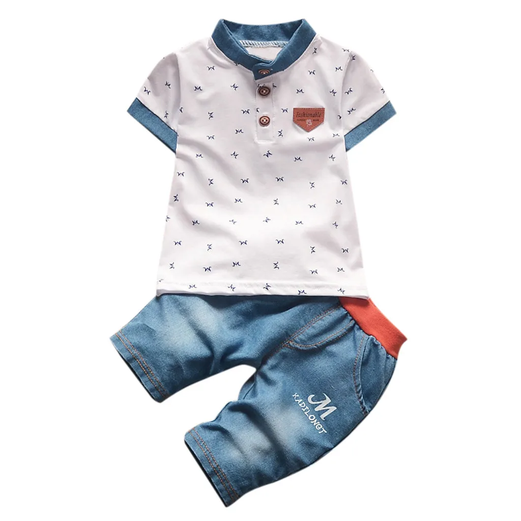 SZYADEOU/комплект летней одежды из 2 предметов для маленьких мальчиков; комплекты одежды с короткими рукавами; футболка и шорты; одежда для малышей; jongens шорты для детей; L4