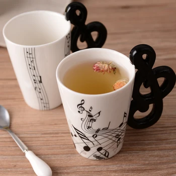 

Novelty Ceramic Musical Instruments Water Cup Home Music Note Ceramic Mug Office Coffee Mug Wood Guitar Cup Unique Gift