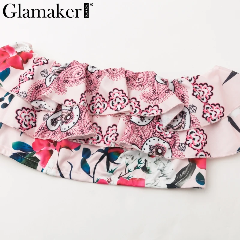 Женское пляжное платье с открытыми плечами Glamaker из двух частей оборками и