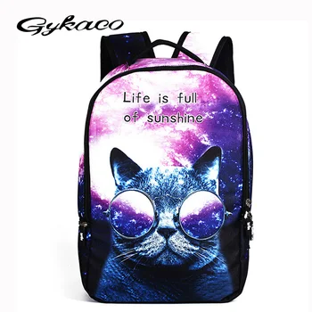 

Cool Children 3D Animal Felt Backpack Men's Backpack Crazy Cat Dog Printing Bag for School Girls College Student Bagpack Mochila