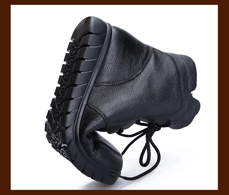 30℃ Wool Fur warm Cow Leather ankle boots women winter Genuine Leather Flat platform botas black Lace up plush snow shoes