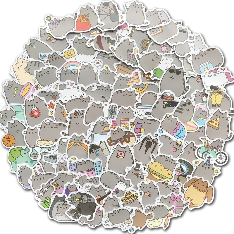 

100Pcs/Lot Cartoon Cute Cat Stickers Funny Anime Waterproof Sticker Decals For Diary Emoji Snowboard Laptop Luggage Car Fridge
