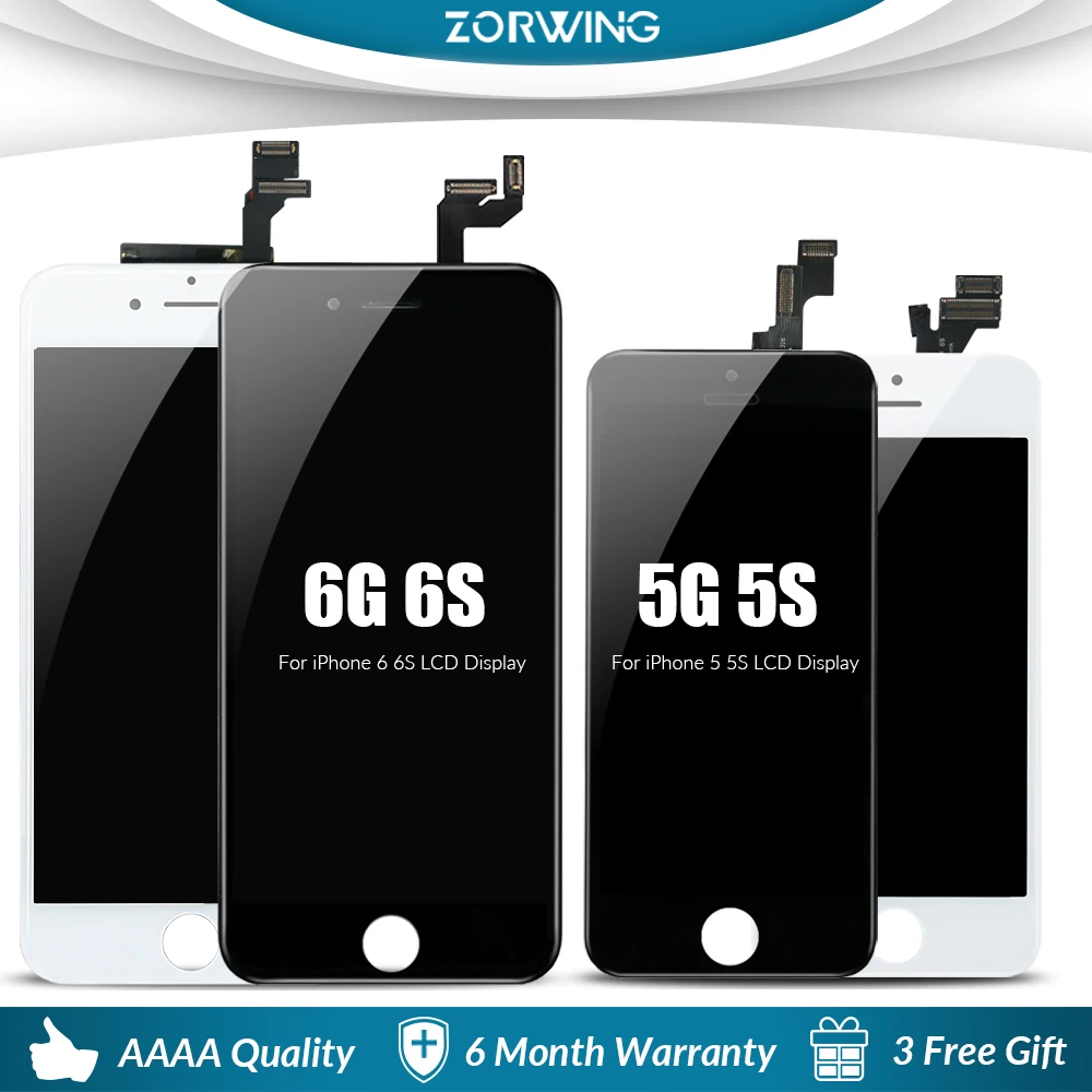 AAAA ЖК-дисплей для iphone 5 5S 6 6 S Plus ЖК-экран дисплей для iphone 6 S 6 S Plus ЖК-дигитайзер сенсорный экран запасная сборка