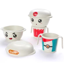 kid Bamboo fiber tableware bamboo baby christmas bowl set eco-friendly 3pcs unbreakable bamboo dinnerware sets unbreakable