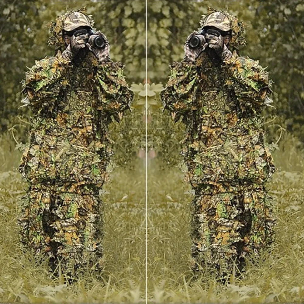 Охота Ghillie костюм 3D бионический камуфляж лист джунгли лес наблюдение за птицами