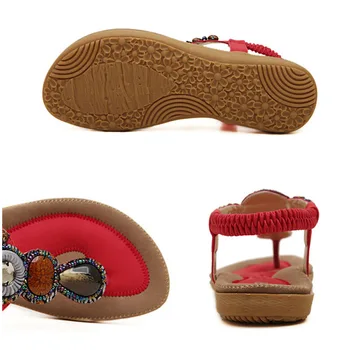 TIMETANG-صندل نسائي من البولي يوريثان مع شريط مطاطي وخرز ، حذاء كاجوال مسطح كبير الحجم 35-42 4