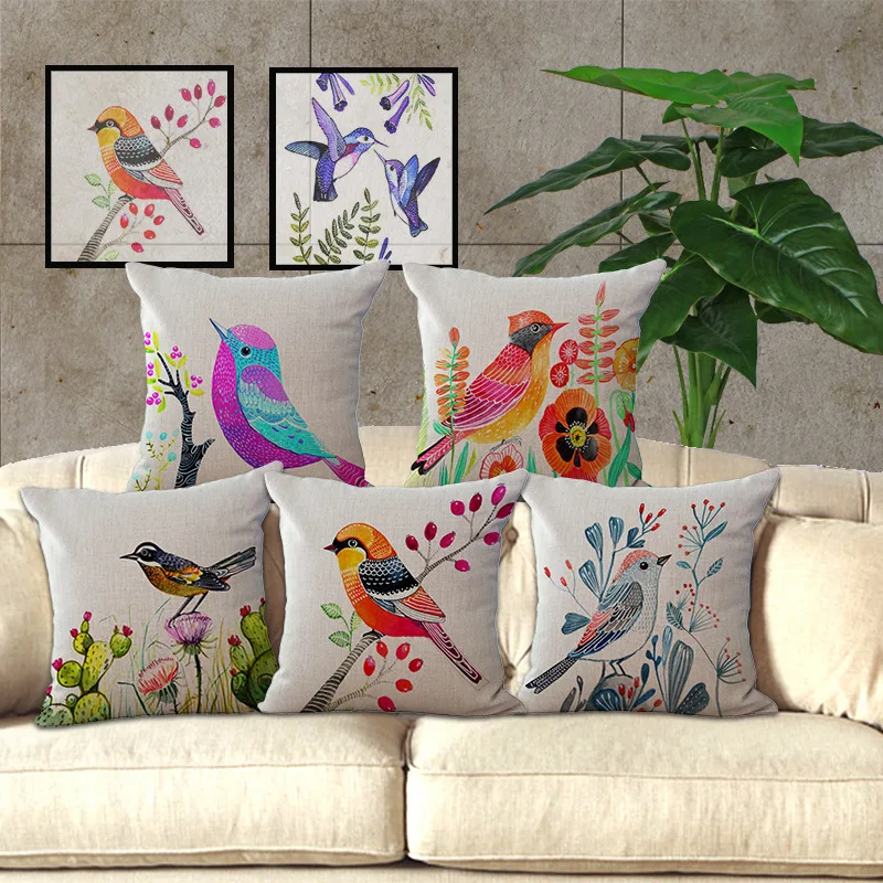 Decorative Throw Pillows for Couch, Bird Embroidery Pillows, Cotton an –  Grace Painting Crafts