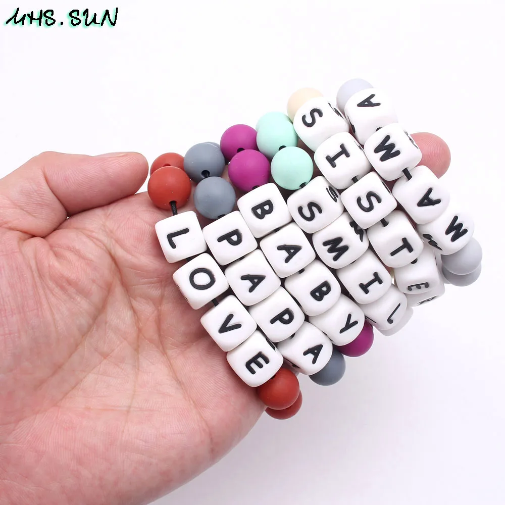 KT004 (2)$5.4.Food Grade Silicone Beads Baby Bracelets Personalised ColorLetter Teether Bangles Girls Chewable Nursing Jewelry 1PCJPG