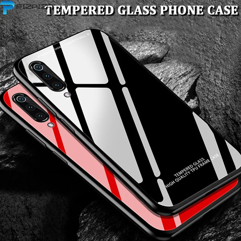 

Tempered Glass Case for XiaoMi Mi 9 Mi 9SE SE RedMi K20 Pro 7 7A Note 7 Pro Global Silicone Soft TPU + Hard Back Case Cover