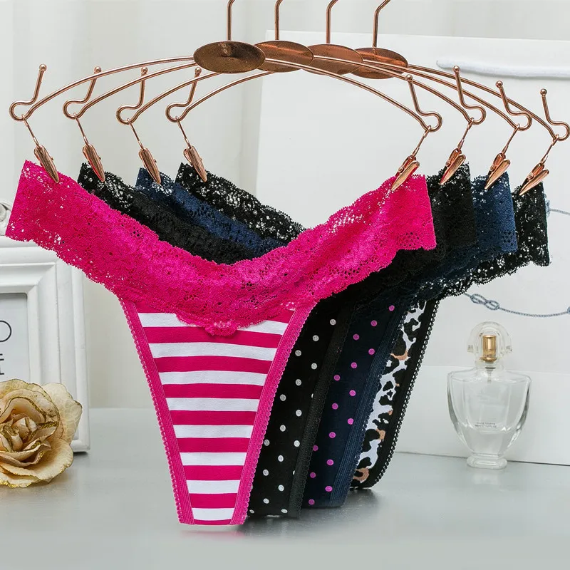 4 шт. большие размеры S XXL женские кружевные стринги сексуальное нижнее белье