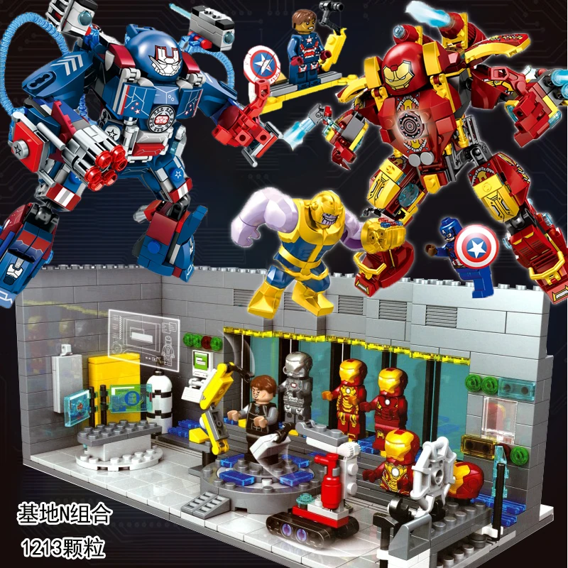 

2019 Marvels Avengers Iron Man Hall Of Armor Modular Lab With 6 Marvel Universe Superhero Figures Compatible With Lego