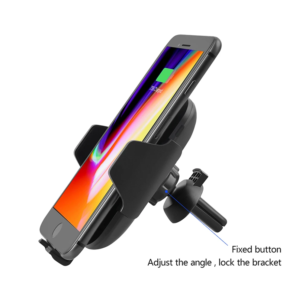 DCAE QI Fast Wireless Car Charger 10W Automatic Infrared Sensor Air Vent Car Phone Holder for iPhone 8 X XS Max XR Samsung S9 S8