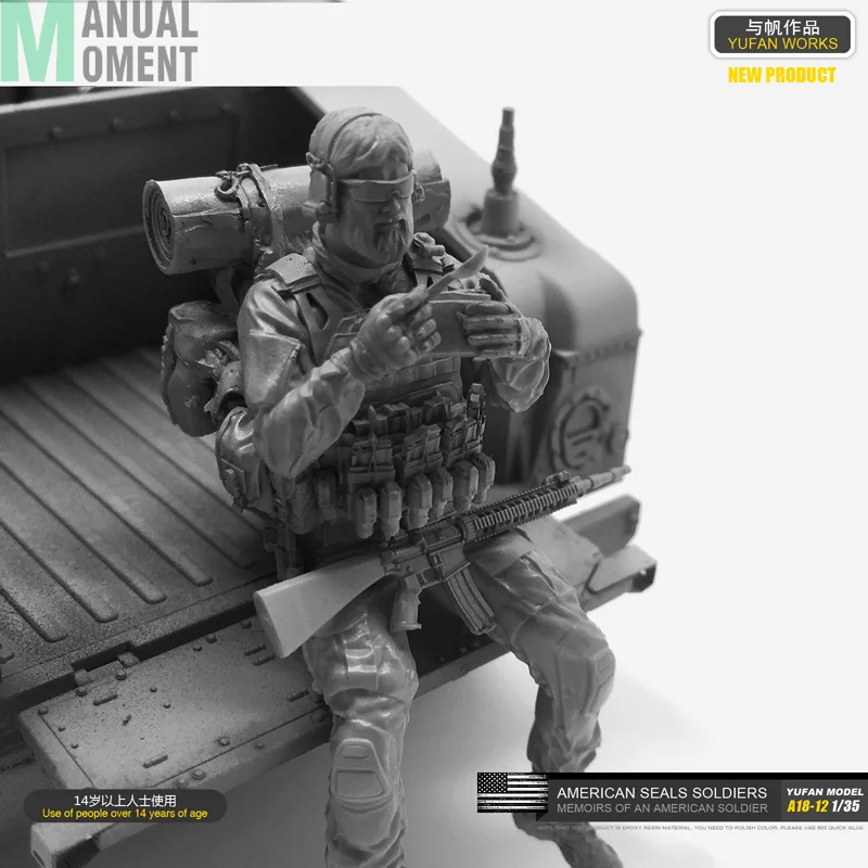

Miniature 1/35 Modern US Navy Seal Commando Bearded Man Resting Individual Soldier Resin Model Figure Kit A18-12