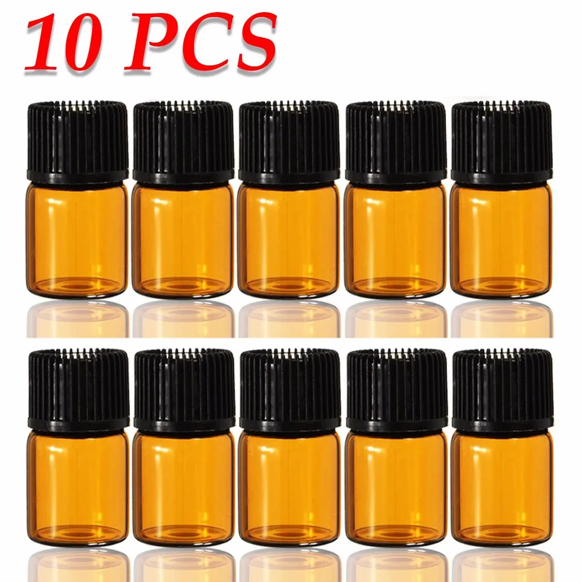 New 10PCS 2mL Mini Amber Glass Empty Essential Oil Bottle Sample Vials
