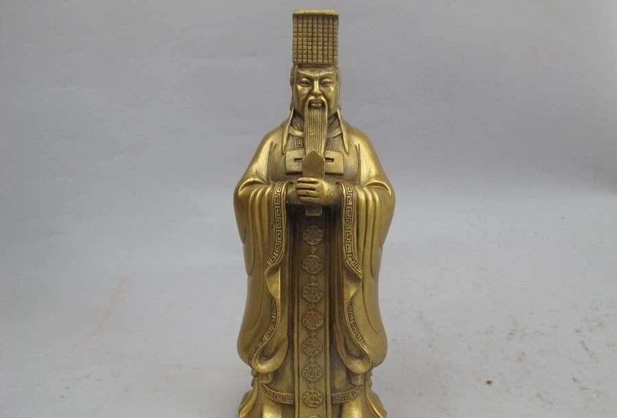 

China Pure Brass Copper Carved Yu Huang Da di The Jade Emperor God Statue a 0518