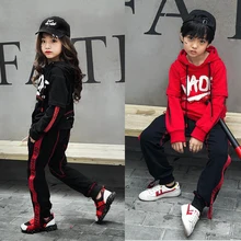 Детский свободный хлопковый костюм для танцевальных соревнований в стиле джаз, хип-хоп топы и штаны для девочек и мальчиков, одежда для сцены Одежда для танцев