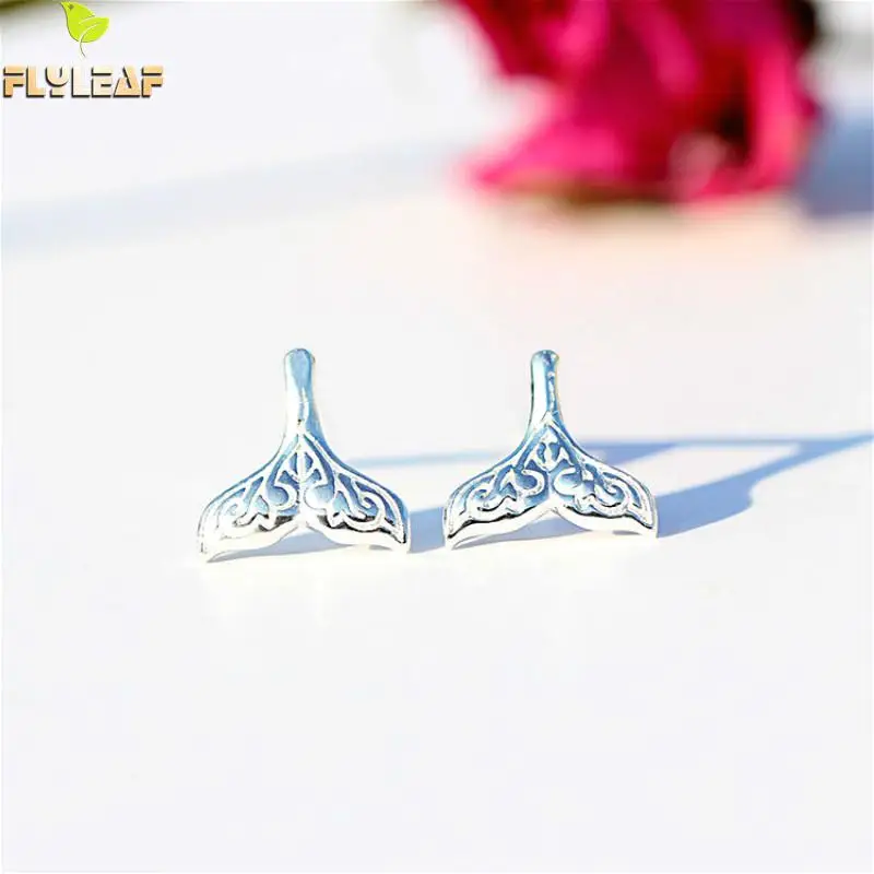 

Flyleaf 925 Sterling Silver Mermaid Tail Stud Earrings For Women Creative Lady Fashion Simple Jewelry