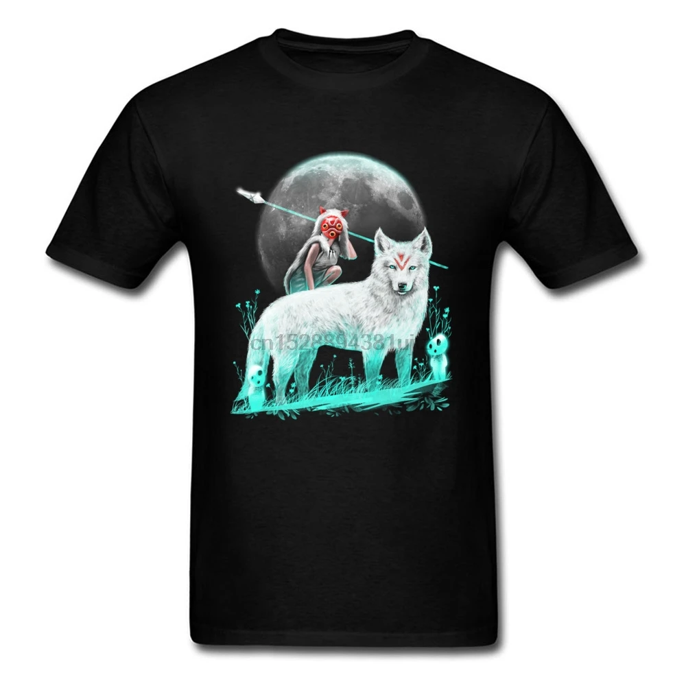 

Nightly Spirits Tshirt Princess Mononoke T Shirt Men Wolf Clothing Anime Tops Fitness Cotton T Shirt Black Tees No Fade T-shirt