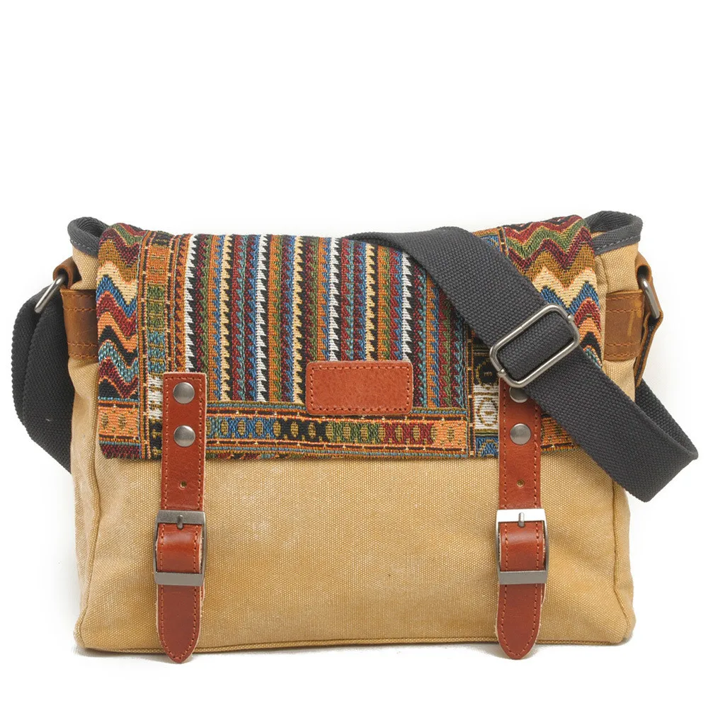 

retro shoulder bag national style diagonal cross bag casual bag shoulder bag men bag small square bag canvas Messenger bag