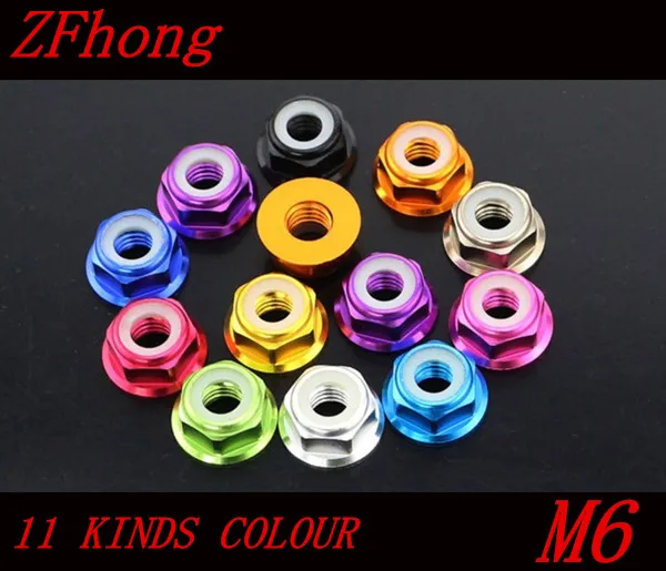 20pcs M6 Anodized Multi-color Aluminum Alloy Flange Nylon Insert Lock Nut | Обустройство дома