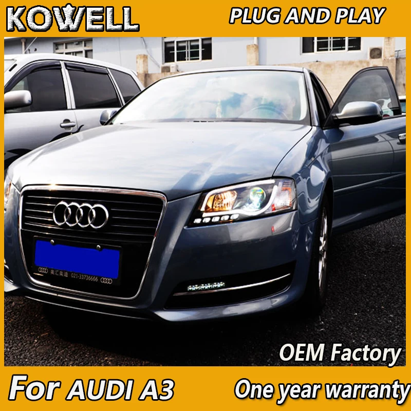 Стайлинг автомобиля KOWELL для Audi A3 светодиодный ные фары 2008 2012 биксеноновые DRL