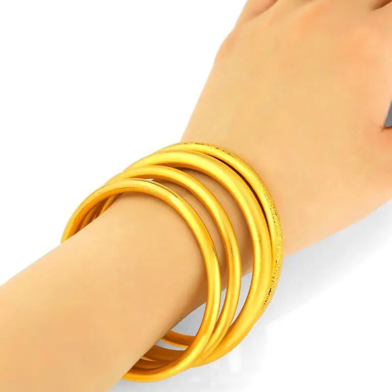 Подарок на день матери, классические браслеты Frost(4,5 мм) и браслеты для женщин, чистый золотой цвет, 18,5 см, модные ювелирные изделия