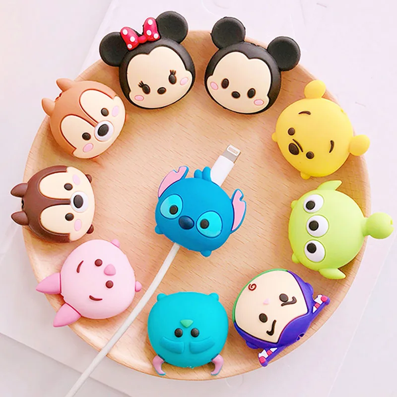 

Data Cable Bite Protector Big Head Micky Stitch Pig Cat Animal Phone Cute Silicone Charging Data Earphone Line Wire Protector